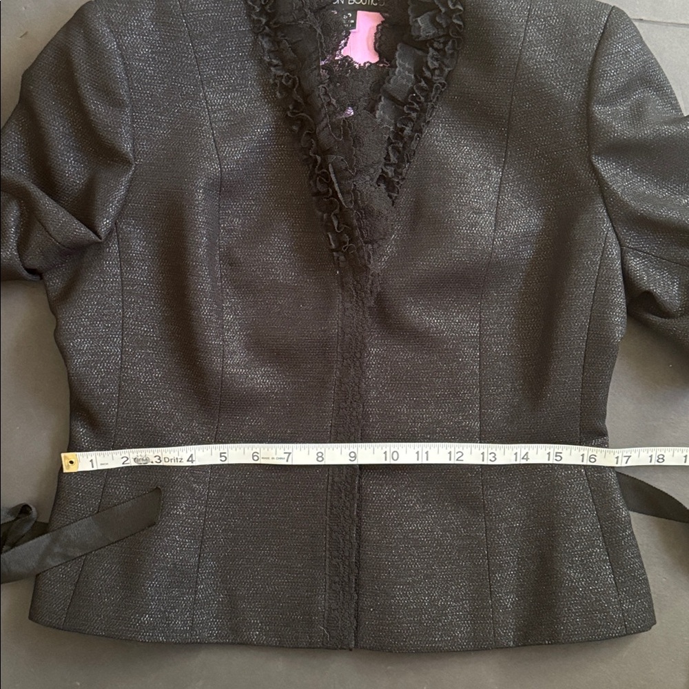 Black Silver Tweed & Lace Skirt Suit 8P - Picture 8 of 17